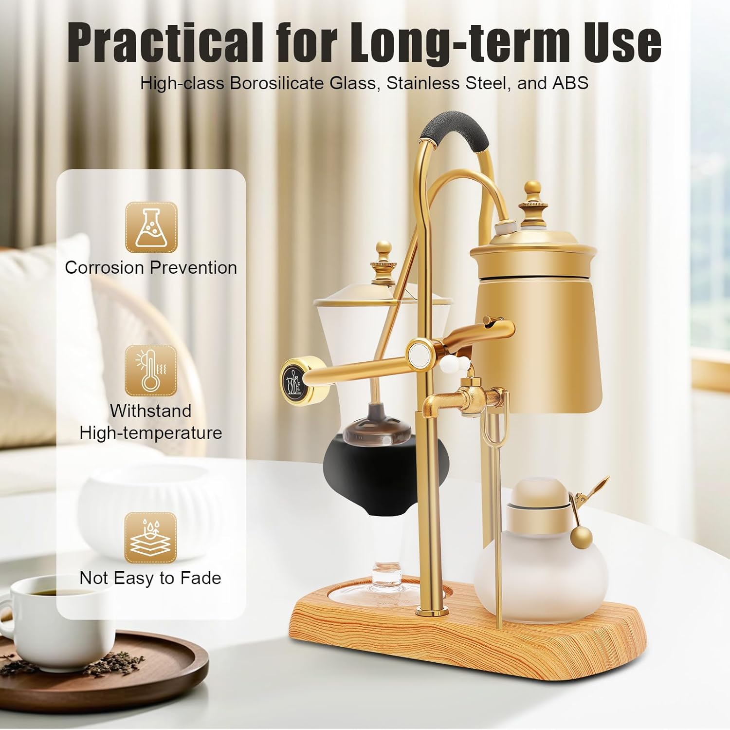 Marsyyds Siphon Coffee Maker Kit, 400MLBelgian/Belgium Family Balance Syphon Coffee Maker 15Oz Gravity Vintage Manual Free-Standing Caffeic Machine for Offices Bars Restaurants & Lounge Bars