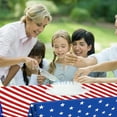 thumbnail image 4 of JoyMoreHome 54 x 108 Inch American Flag Disposable Plastic Tablecloth - Stars and Stripes Design for Dining, Picnic, 4th of July Patriotic Memorial Day Indoor Outdoor Decorations, 4 of 8