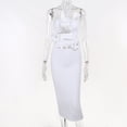 thumbnail image 4 of Vestido de mujer Vestido sin mangas con flores en 3D Cuello halter ahuecado (Blanco S) FLhrweasw Para estrenar, 4 of 8