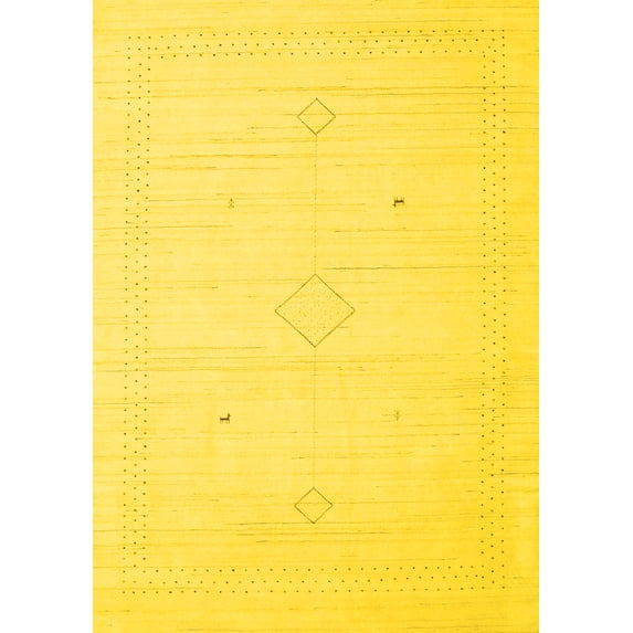 Ahgly Company Machine Washable Indoor Rectangle Solid Yellow Modern Area Rugs, 8' x 10'