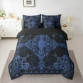 thumbnail image 2 of Manfei Baroque Floral 7 Pieces Bedding Comforter Set,Vintage Gothic Theme Full Bedding Set,Blue Black Fitted Sheet Flat Sheet For Boys Kids,Super Cozy Room Decor Reversible, 2 of 8