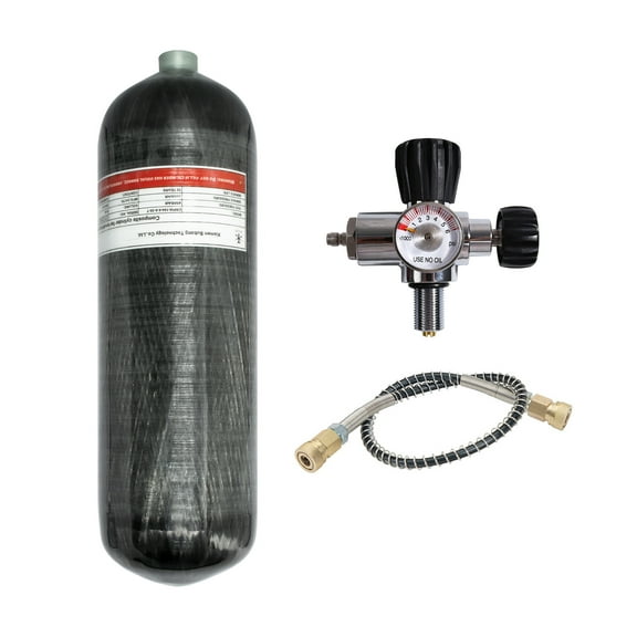 TUXING 6.8L 4500psi Carbon Fiber Air Tank（Empty Bottle）& Paintball Fill Station with Valve Regulator Gauge for PCP Game