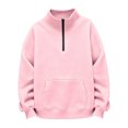 thumbnail image 5 of Kids Girls Sweatshirts Long Sleeve Shirts Pink Round Neck Quarter Zipper Girl Winter Outfit Sweatshirt For Girls 5-14 Years, 5 of 5