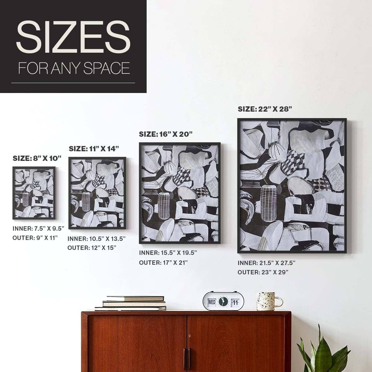 Beverlywood City Forms Framed Print in Black Solid Wood Framed Print No Nail Hanging