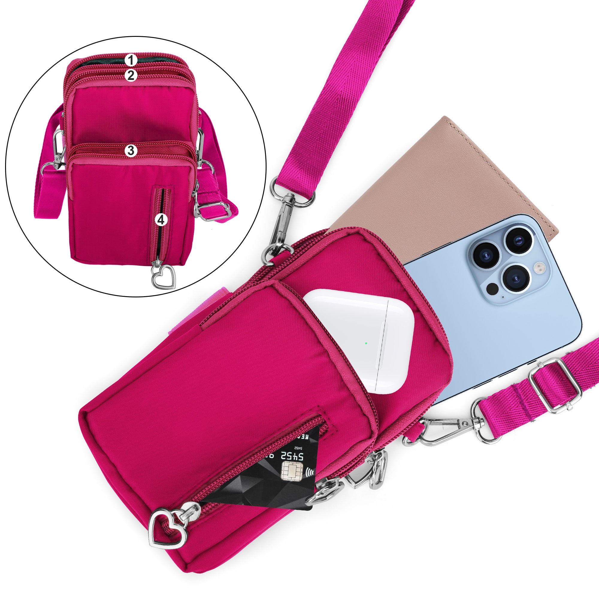 Small Cell Phone Crossbody Shoulder Bag, EEEkit Waterproof Nylon Carrying  Phone Holder Purse with Arm Band 