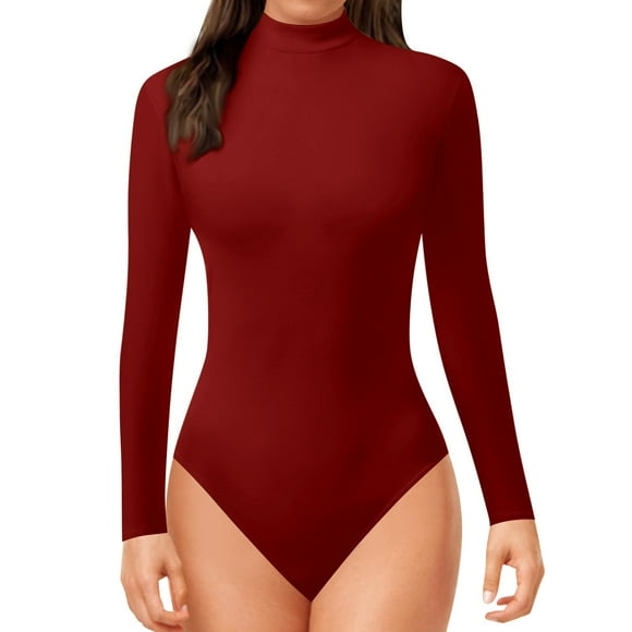 Women Fashion Mock Turtle Non Latex Waist Trainer for Women Neck Long Sleeve Solid Compression Garment After Liposuction Plush Tops Bodysuit Jumpsuit