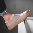 thumbnail image 5 of Black Suede Wingtip Brogue Casual Oxford Shoes with Beige Rubber Sole for Men, 5 of 5
