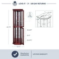 thumbnail image 5 of BELLEZE Lorona Floor Standing 5 Sided Lighted Corner Curio Cabinet, Cherry, 5 of 6