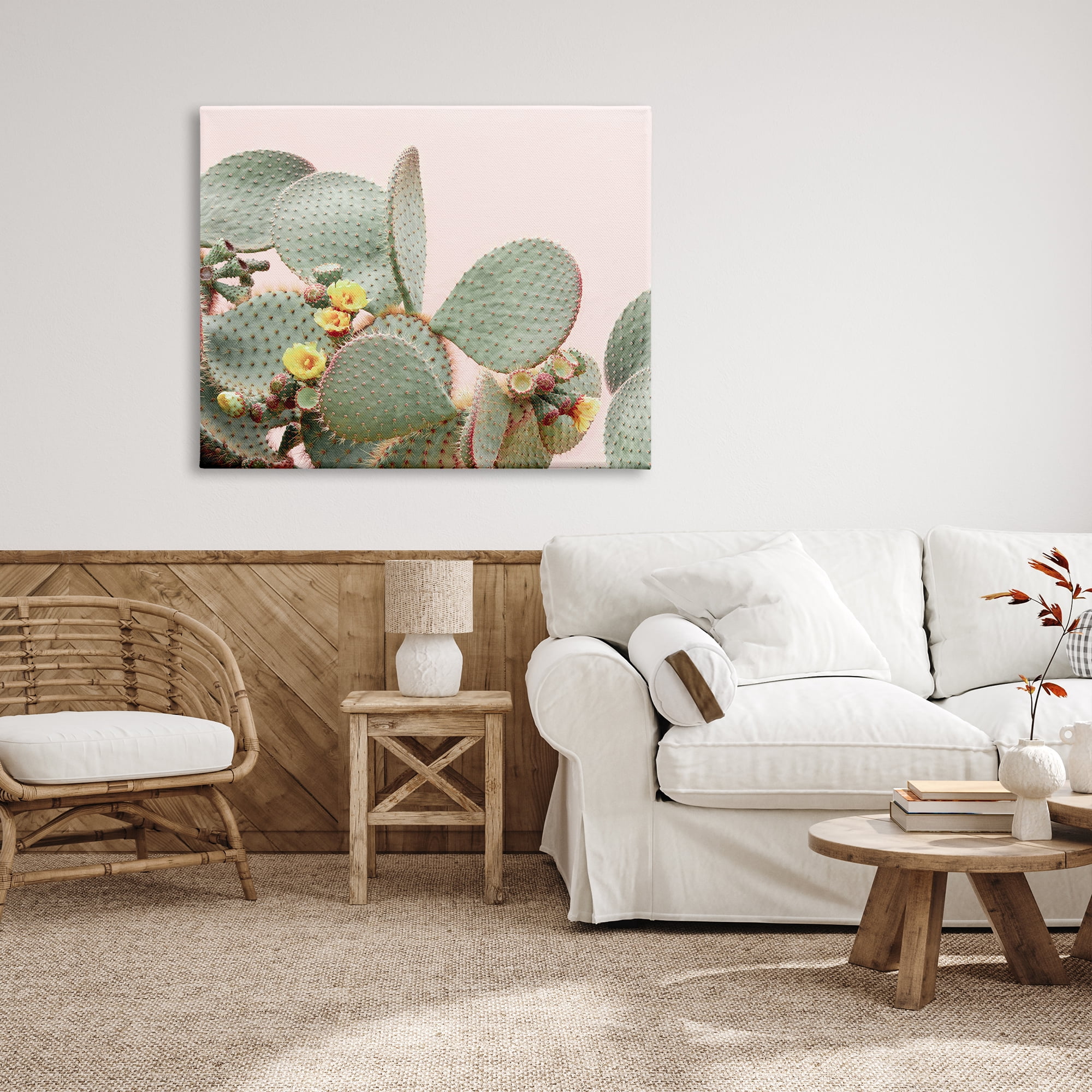 Stupell Industries Cactus Flowers on Pink Botanical & Floral Photography Gallery Wrapped Canvas Print Wall Art, 48 x 36
