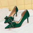 thumbnail image 3 of Zapatos de boda de tacón alto y delgado para mujer, de boca baja, puntiagudos, sexys, de moda, con elástico, zapatos individuales, zapatos clásicos para mujer, 3 of 5