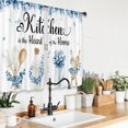 thumbnail image 4 of Navy Blue Teal Eucalyptus Leaves Kitchen Curtains Small Short Leaf Plants Country Botanical Country Rod Pocket Natural Spring Bedroom Living Room Treatment Fabric 2 Panels 27.5Wx39H Inch, 4 of 6