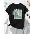 thumbnail image 2 of Camiseta de algodón con estampado floral para mujer, cuello redondo, manga corta, informal, con estampado de margaritas, cómoda y para todas las estaciones., 2 of 6