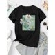 thumbnail image 2 of Camiseta para mujer verano cuello redondo1pc Floral Print Polyester T-Shirt for Women, Casual Crew Neck Short Sleeve Top with Daisy Graphic, Comfortable All-Season Knit Fabric TeeFather's Day, Mothe, 2 of 6