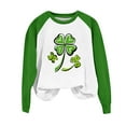 thumbnail image 5 of Womens St Patricks Day Tops Four Leaf Clover Shirt Green Long Sleeve Sweatshirt Crewneck Cute Pullover Tops St Patricks Day Shirts for Women, 5 of 5