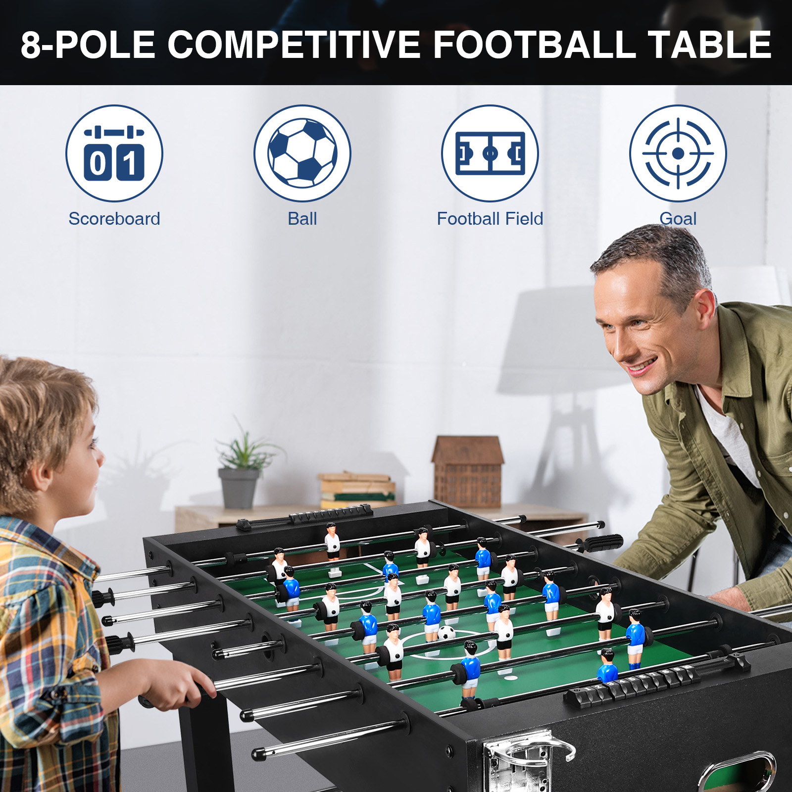 golytefs Competition Sized Foosball Desk Wear Resist Manual Football Playing Table Reusable for Friends And Family Playing