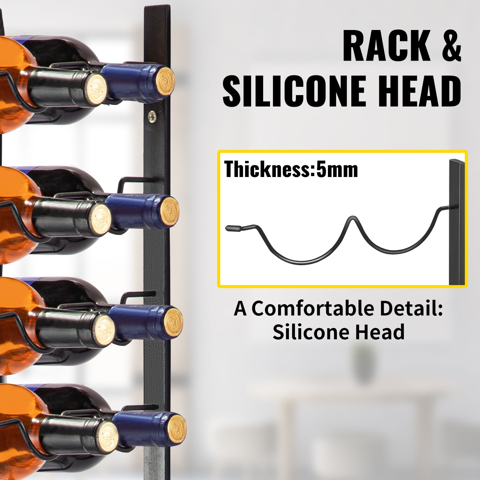 Free Shipping VEVOR Wall Mounted Wine Rack 12 Bottles Wine Holder Towel Rack Black Steel Vertical Wine Rack Modern Decorative Wall Mounted Wine Bottle Holder Forward Design Simple Storage Wall Rack 48...