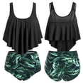 thumbnail image 2 of Women's High Waist Swimsuits Vintage Ruffle Two Piece Bathing Suits Tummy Control Ruched Bikini Sets, 2 of 6