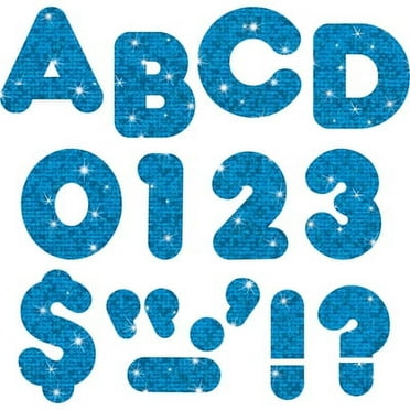 TREND-2PK Ready Letters Sparkles Letter Set, Blue Sparkle, 4"H, 71/Set