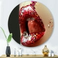 thumbnail image 2 of Designart 'Artistic Girl Lips Make-Up' Modern Circle Metal Wall Art 36x36 - Disc of 36, 2 of 5