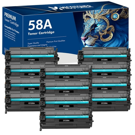 58A CF258A Black Laserjet Toner Cartridges 12 Pack (No-Chip) Compatible for HP 58A 58X CF258A CF258X for Laserjet M404n M404dn MFP M428fdw M430f M406dn Printers