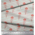 thumbnail image 3 of Soimoi Green Poly Georgette Fabric Stripe & Jellyfish Ocean Fabric Prints By Yard 52 Inch Wide, 3 of 3