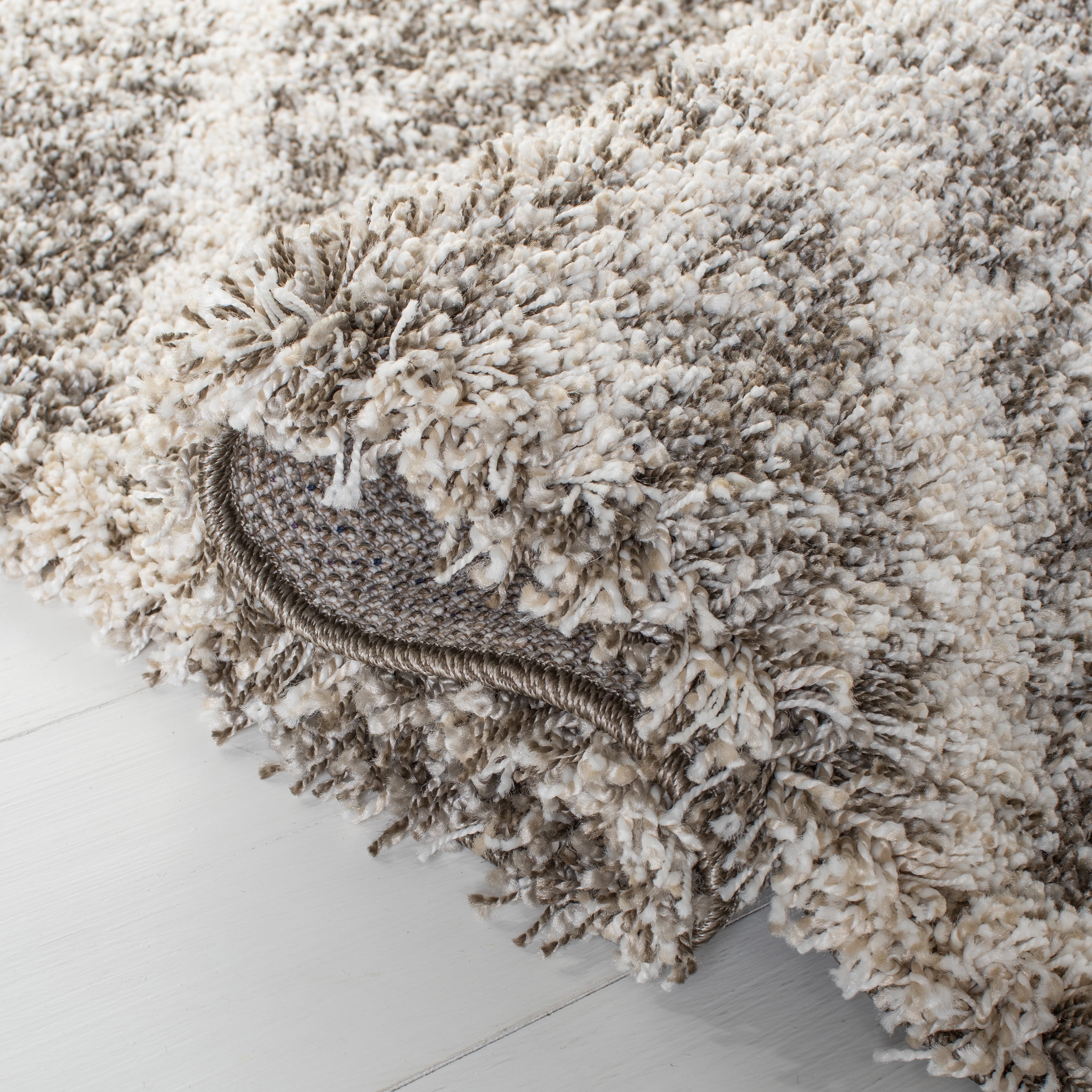 SAFAVIEH Hudson Amias Plush Geometric Shag Area Rug, Distressed Grey/Ivory, 9' x 12'