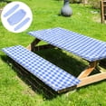 thumbnail image 1 of KAKOWELY 1 Set Picnic Table Accessories Blue and White Plaid Water Resistant for Outdoor Fun, 1 of 6