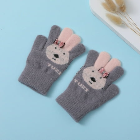

Toddler Kids Baby Girls Boys Winter Warm Cartoon Rabbit Imitation Cashmere Full Finger Mittens Winter Gloves