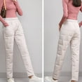 thumbnail image 6 of RQYYD Women's Down Pants Classic Elastic High Waist Quilted Padded Tapered Leg Warm Pants Winter Lightweight Puffer Snow Trousers White 3XL, 6 of 6
