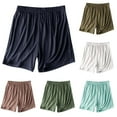 thumbnail image 4 of Diufon Plus Size Shorts for Women Elastic Waist Solid Color Pajama Shorts Wide Leg Loose Shorts for Homewear & Sleepwear, 4 of 6