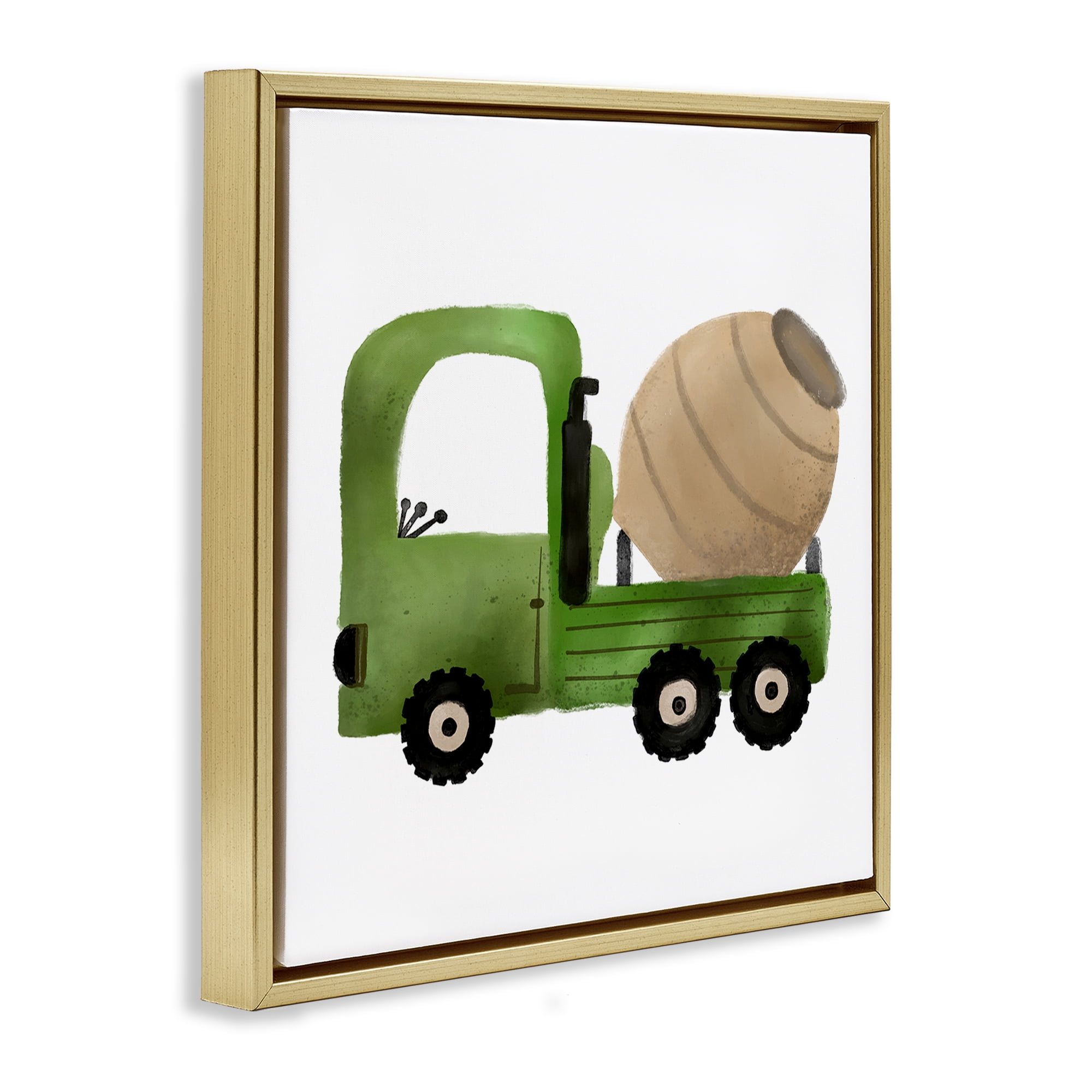 Stupell Industries Construction Truck Vehicle Transportation Painting Gold Floater Framed Canvas Art Print Wall Art, 18 x 18