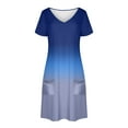 thumbnail image 3 of Liquidation d'Été 2025! Robe Grande Taille pour Femmes, Liquidation de Robe d'Été pour Femmes, Mode Féminine Robe Décontractée à Manches Courtes Dégradées Col en V, 3 of 4