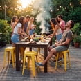 thumbnail image 2 of Vyrox 24 Inches Metal Bar Stools Set of 4, Stackable Backless Kitchen Island Stools with X-Brace Support, Indoor-Outdoor Use, Yellow, 2 of 7
