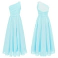 thumbnail image 1 of Alvivi Robe de Fête de Mariage en Chiffon Froncé pour Filles, Robe de Bal à une Épaule Bleu Clair 12, 1 of 5