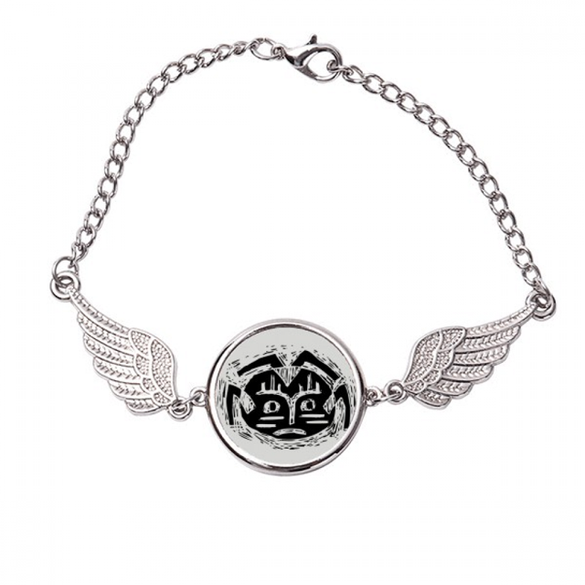 Pulsera Scary Circle Black Indian flamen sacerdote sacrificio Totem tattoo ilustración patron