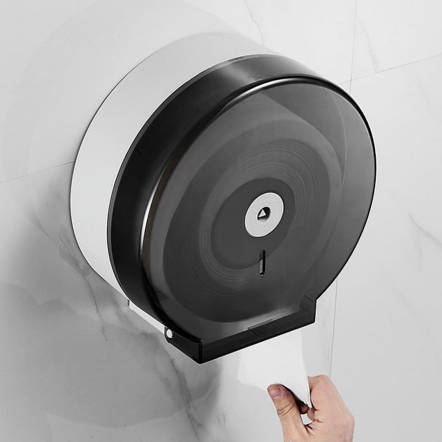 Caja de rollo de papel grande para hotel sin perforaciones, caja de papel higiénico, caja de pañuelos de papel grande impermeable para montaje en pared, soporte de rollo de papel higiénico comercial