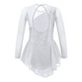 thumbnail image 7 of dPois Ice Skating Dress for Girls Mesh Splice Figure Skating Dress Sparkle Ballet Dance Leotard White 6, 7 of 7