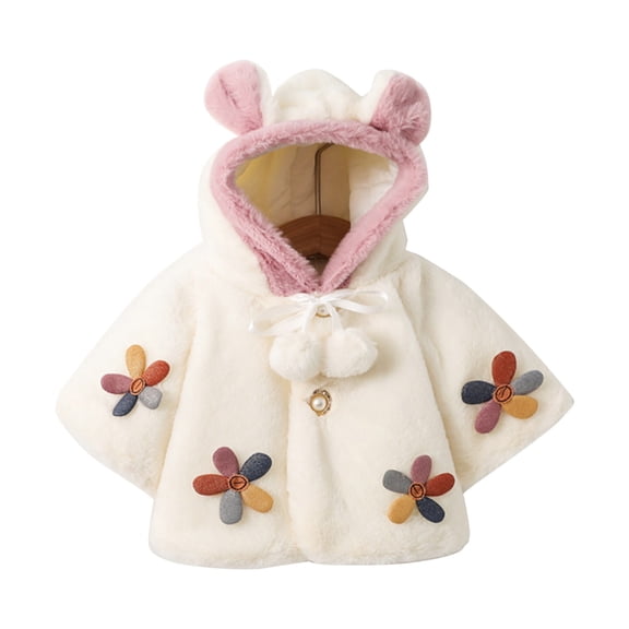Toddler Girls Jacket Cute Valentines Coat Hooded Button Up Winter Warm Top Size 12-18 Months