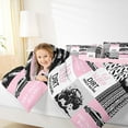 thumbnail image 4 of Homewish Speed Race Car Bedding Comforter Set,Extreme Sport Twin Comforter Sets,Pink Gray Patchwork Checkered Bedding Set For Girls Kids,Ultra Soft Home Decor Reversible,2-Piece, 4 of 8
