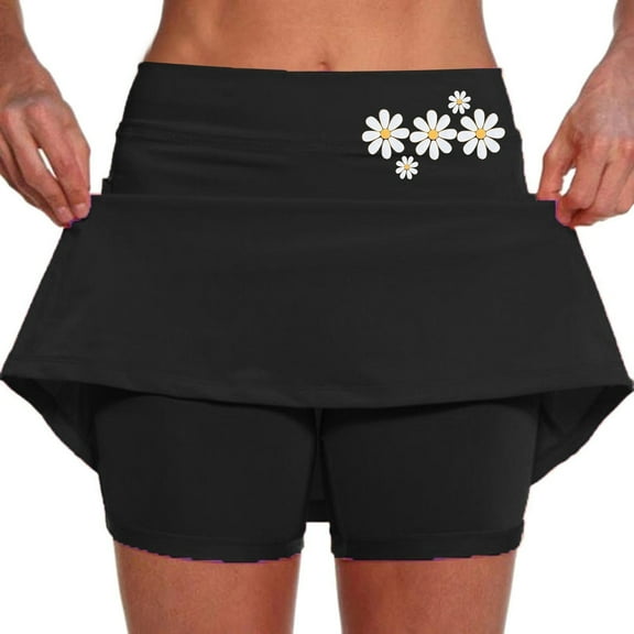 XIYON Skirts For Women Ladies Mid Rise Culottes With Pockets Athleisure Two New Short Skirts