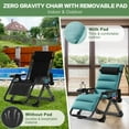 thumbnail image 6 of NAIZEA Zero Gravity Chair, Foldable Portable Lawn Recliner with Cushion, Headrest, Cup Holder, Green, 6 of 7