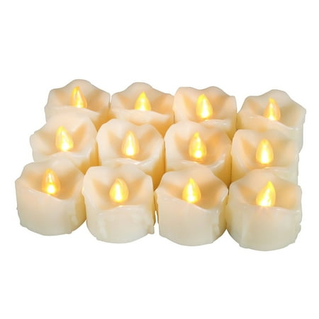 Candle Choice 12 PCS Realistic Flameless Candles with Timer, LED Tea Lights with Timer, Battery-operated LED Candles with Timer, Long Battery Life 200+ Hours, Battery Included, with