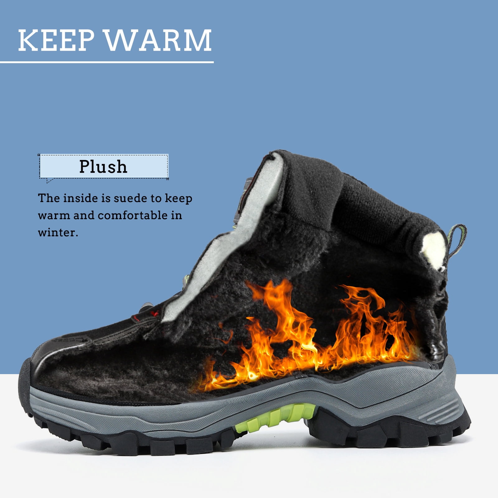 FANGFIUP Boys Snow Boots Winter Waterproof Antiskid Boots Hiking Outdoor Shoes Booties for Unisex Kids (Little Kid/Big Kid)