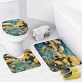 thumbnail image 4 of Ginko Leaves Watercolor in Gold And Turquoise 4 Pcs Shower Curtain Set Non-Slip Rugs And Toilet Mat Lid Rug Accessories Modern Simple Style Waterproof Shower Curtain for Bathtub Decor, 4 of 8