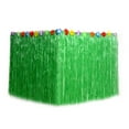 thumbnail image 2 of Pebbuoy Hawaiian Theme Table Skirt with Flower Waterproof Reusable Dense Tropical Beach Jungle Parties Party Decoration Grass Table Skirt, 2 of 3