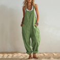thumbnail image 2 of JFGHDG Wide Leg Linen Overalls for Women Loose Fit Barrel Leg Jumpsuits Rompers with Side Pockets Army Green L, 2 of 5