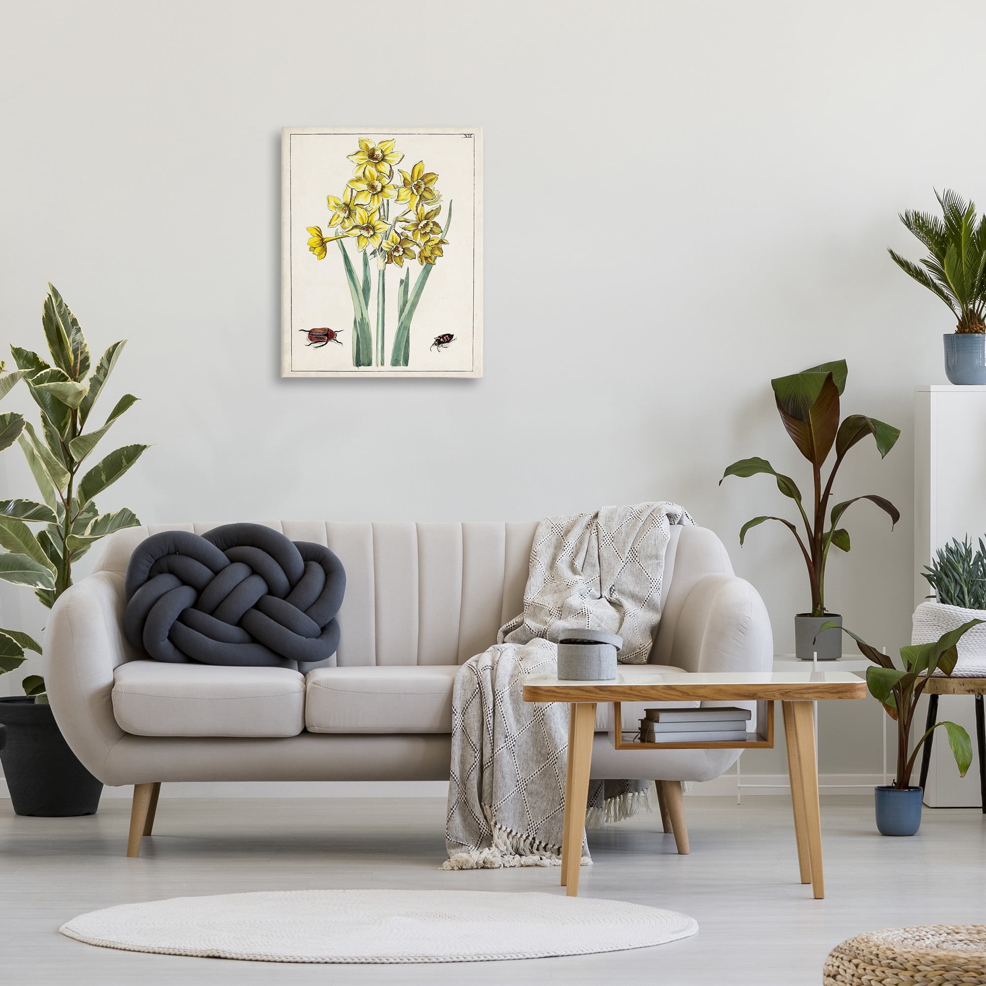 Stupell Industries Beetles with Daffodils Botanical & Floral Painting Gallery Wrapped Canvas Art Print Wall Art, 24 x 30