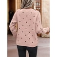 thumbnail image 6 of Women'S Polka Dots Sweaters Long Sleeve Round Neck Knitted Pullover Tops Pink XL, 6 of 7