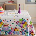 thumbnail image 2 of Happy Birthday Cake Gifts Colorful Balloons White Tablecloth Rectangle Washable Table Covers for Indoor Outdoor Dining Table Home Party Decorations 60x84 Inch, 2 of 5