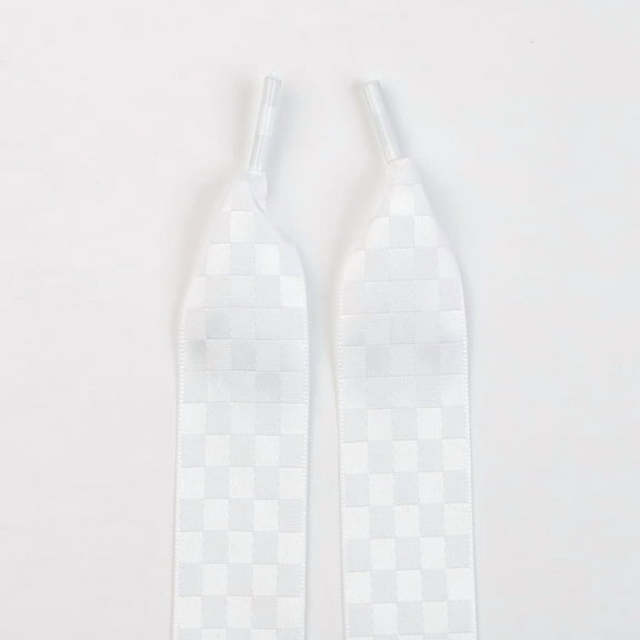 2 Pairs Blocks Satin Ribbon Shoelaces : 1" Wide Flat Colorful Shoe Laces for Women Men - 47 inch / 120CM